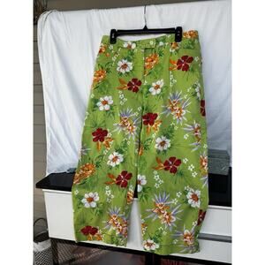 Mirette Floral Pants Women's Sz 14 Tropical Y2K Retro-Inspired Resort